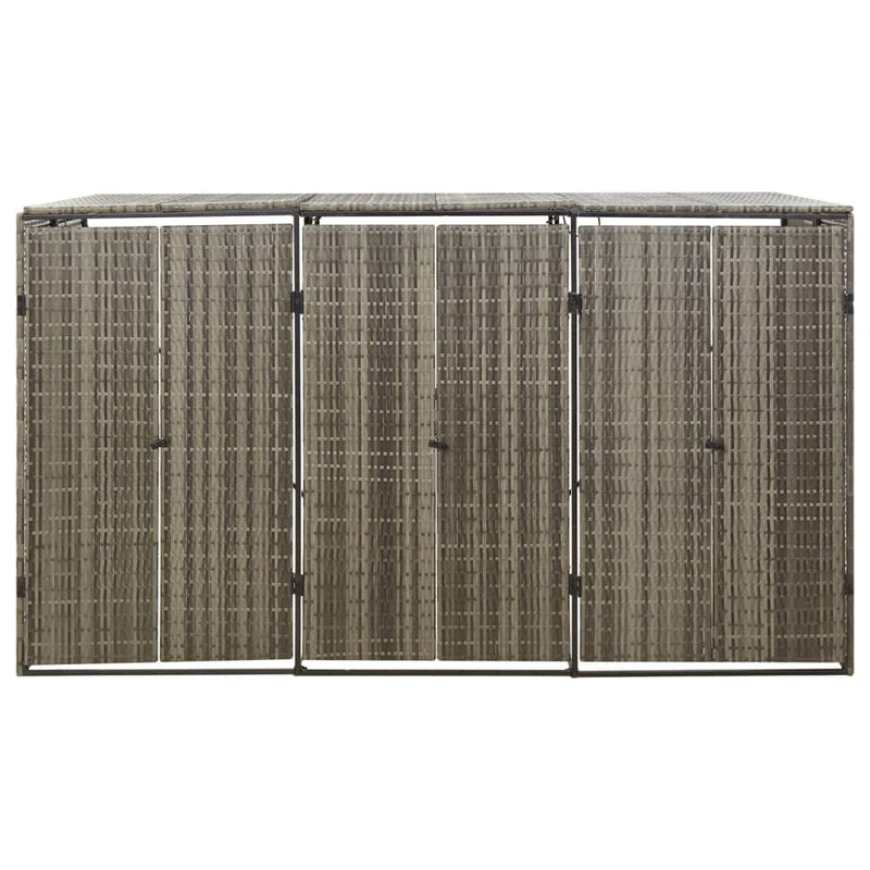 Containerberging driedubbel 207x80x117 cm poly rattan grijs