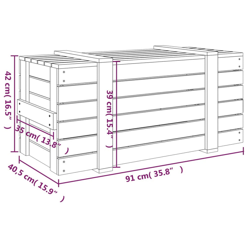 Opbergbox 91x40,5x42 cm massief grenenhout zwart