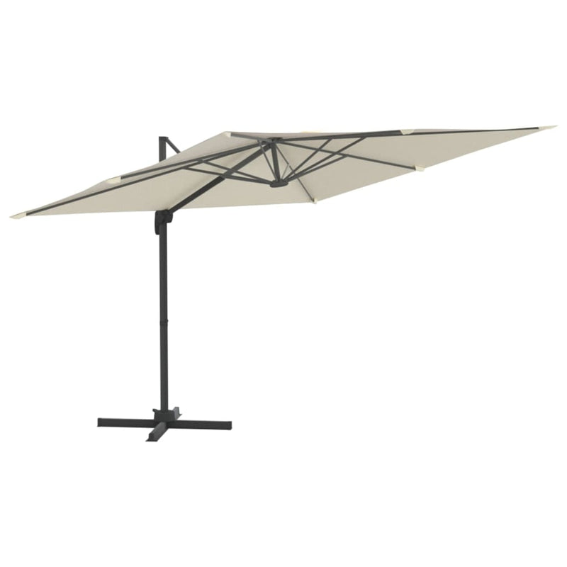 Zweefparasol met LED-verlichting 400x300 cm zandwit