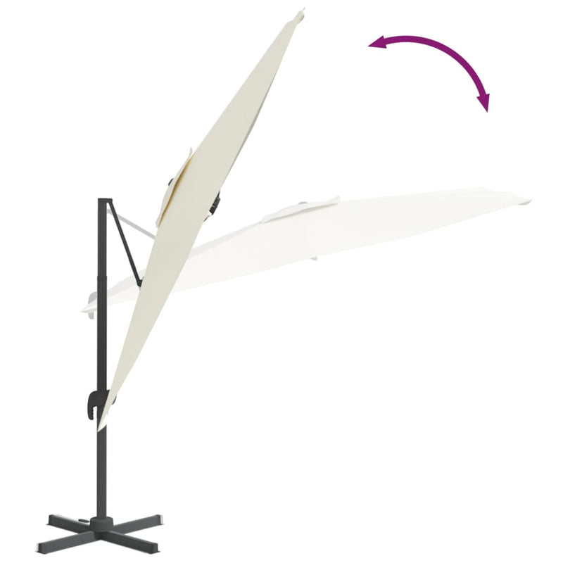 Zweefparasol met LED-verlichting 400x300 cm zandwit