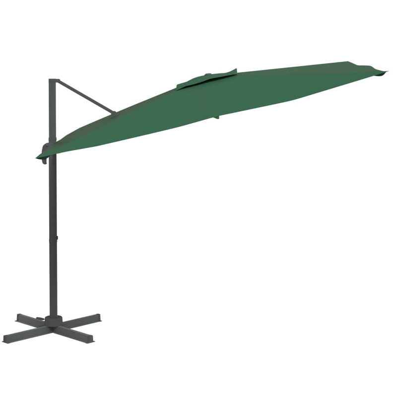 Zweefparasol met LED-verlichting 400x300 cm groen