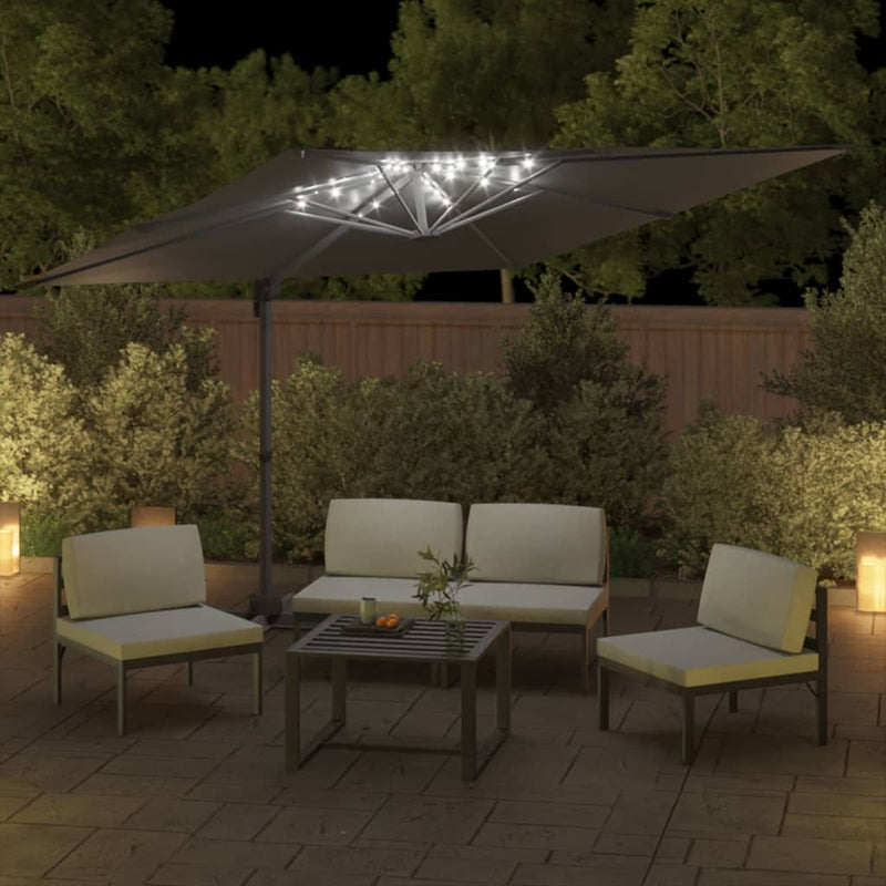 Zweefparasol met LED-verlichting 400x300 cm antracietkleurig