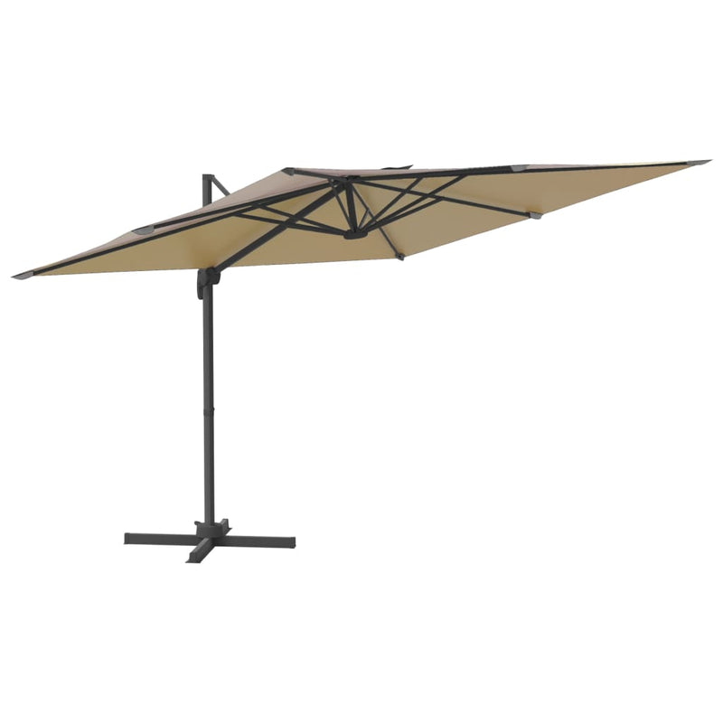 Zweefparasol met LED-verlichting 400x300 cm taupe