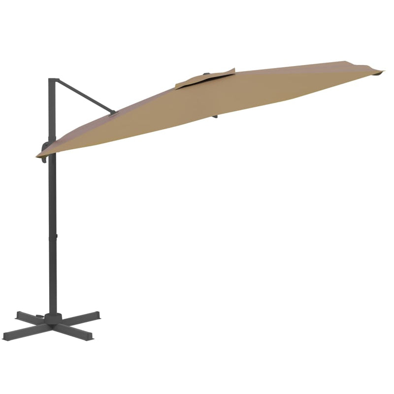 Zweefparasol met LED-verlichting 400x300 cm taupe