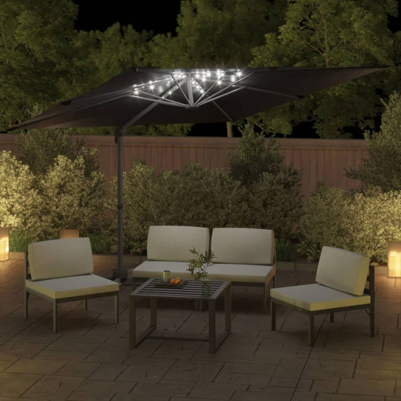 Zweefparasol met LED-verlichting 400x300 cm zwart