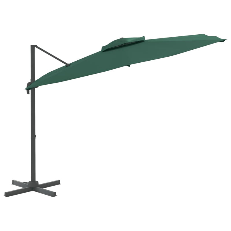 Zweefparasol met dubbele bovenkant 400x300 cm groen