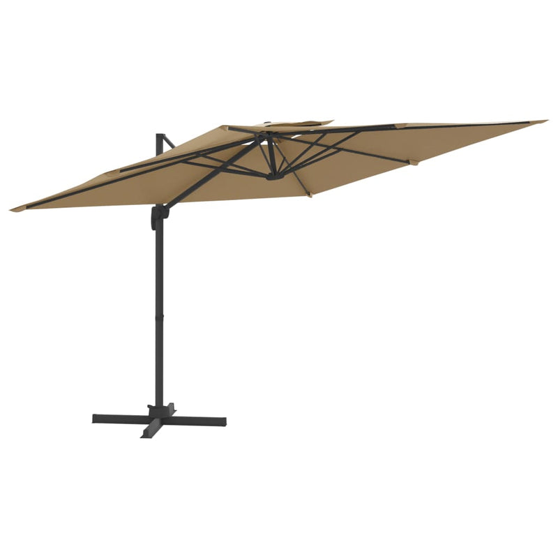 Zweefparasol met dubbel dak 300x300 cm taupe