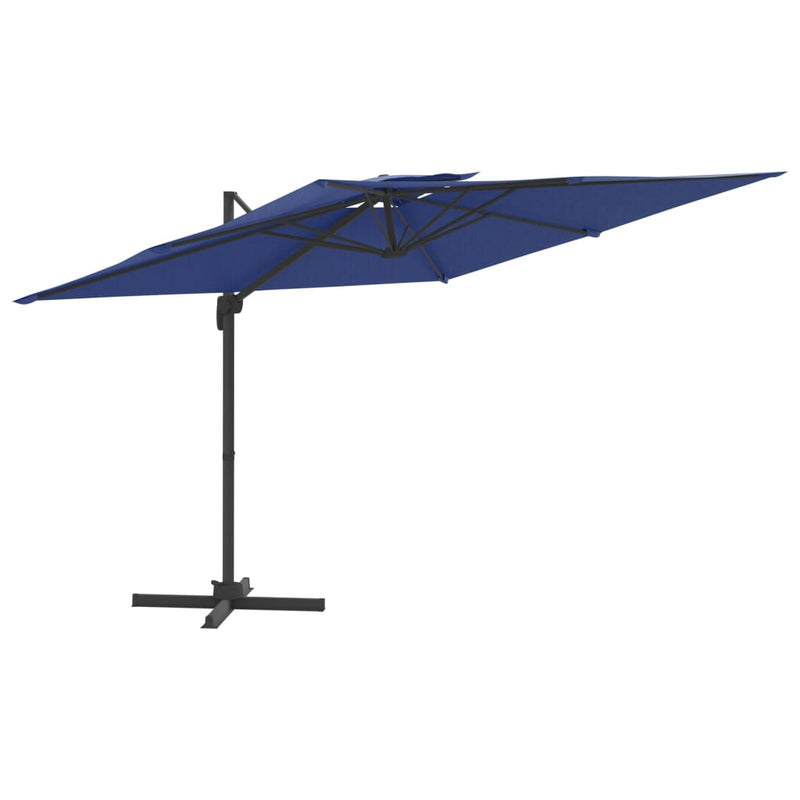 Zweefparasol met dubbele bovenkant 400x300 cm azuurblauw