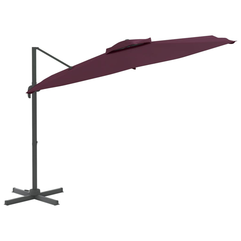 Zweefparasol met dubbel dak 400x300 cm bordeauxrood