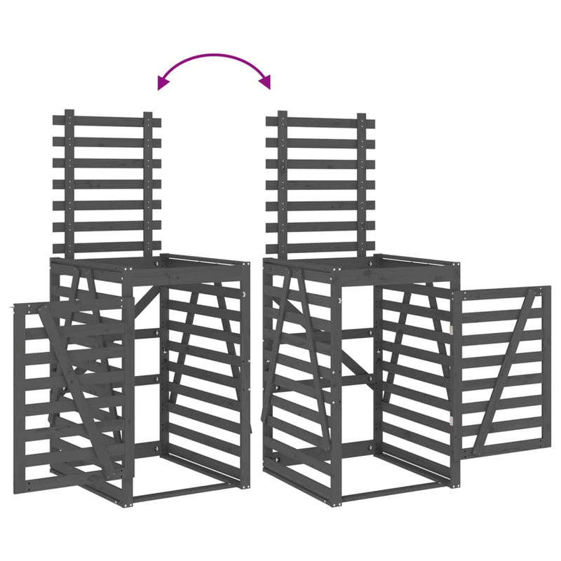 Containerberging dubbel massief grenenhout grijs