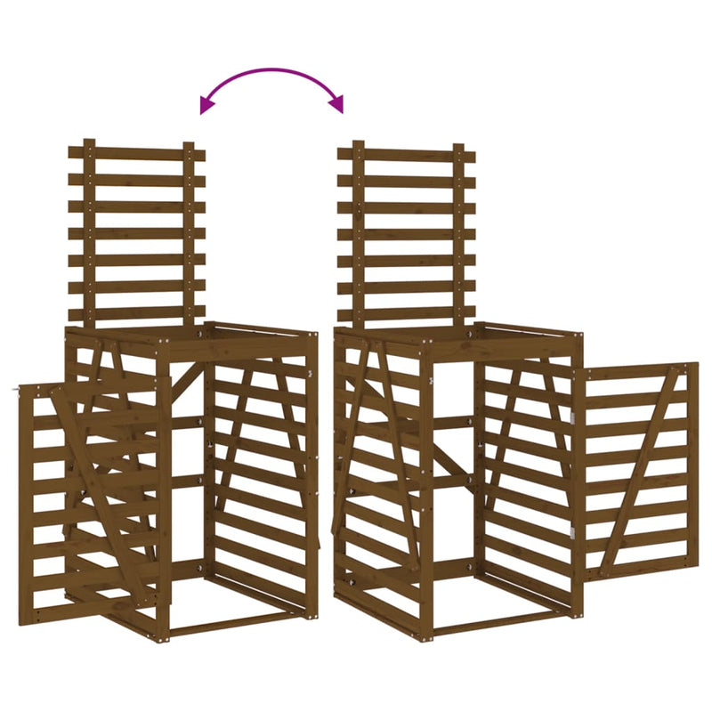 Containerberging dubbel massief grenenhout honingbruin