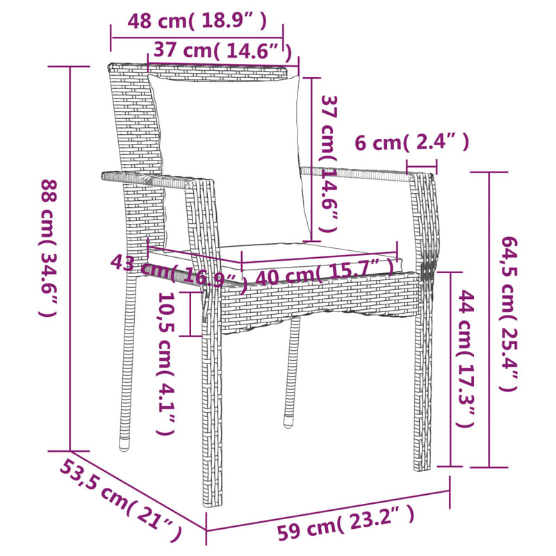 5-delige Tuinset met kussens poly rattan grijs