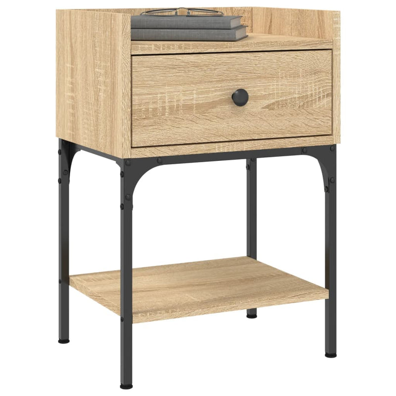 Nachtkastje 40,5x31x60 cm bewerkt hout sonoma eikenkleurig - Drogistdeal.nl