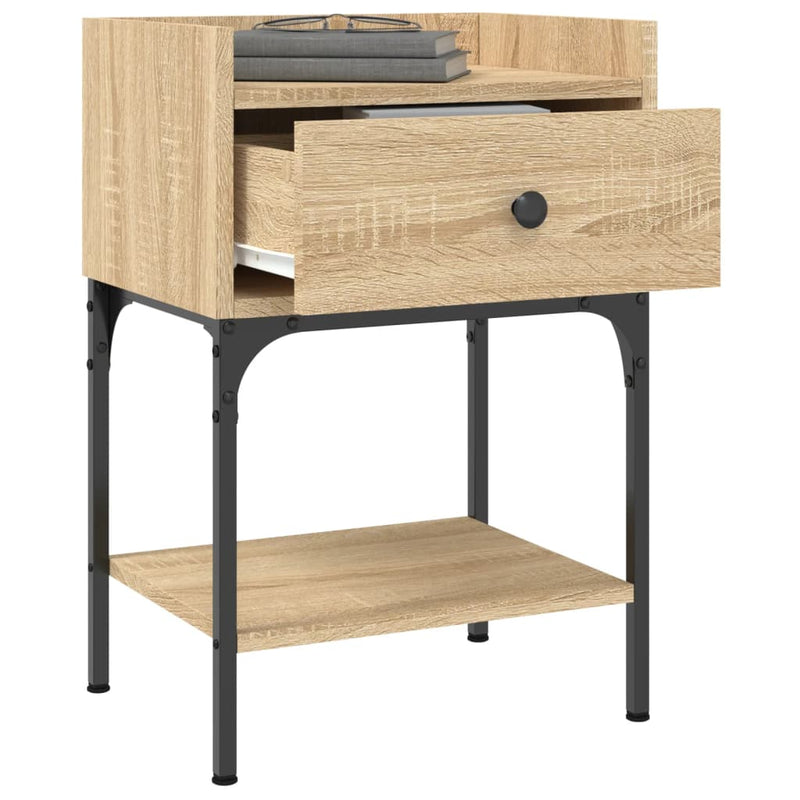 Nachtkastje 40,5x31x60 cm bewerkt hout sonoma eikenkleurig - Drogistdeal.nl