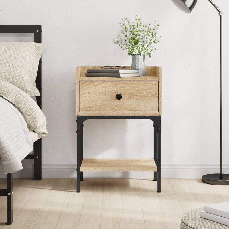 Nachtkastje 40,5x31x60 cm bewerkt hout sonoma eikenkleurig - Drogistdeal.nl