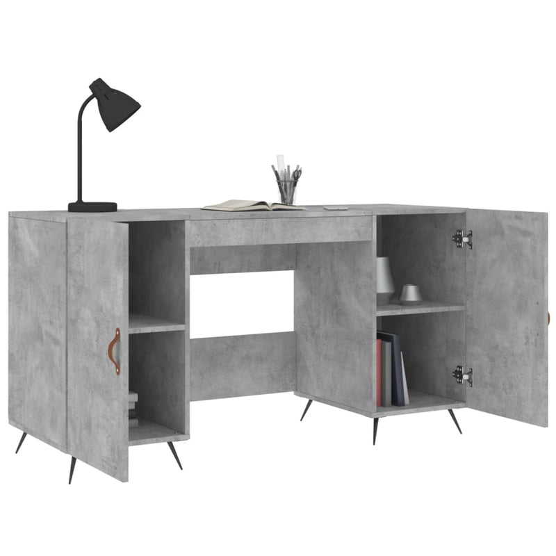 Bureau 140x50x75 cm bewerkt hout betongrijs