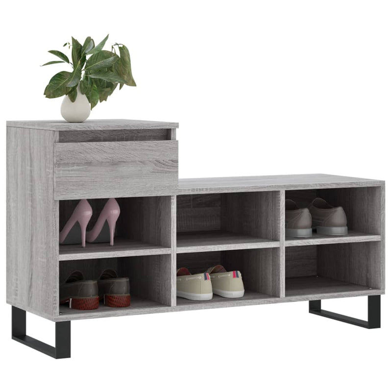 Schoenenkast 102x36x60 cm bewerkt hout sonoma grijs