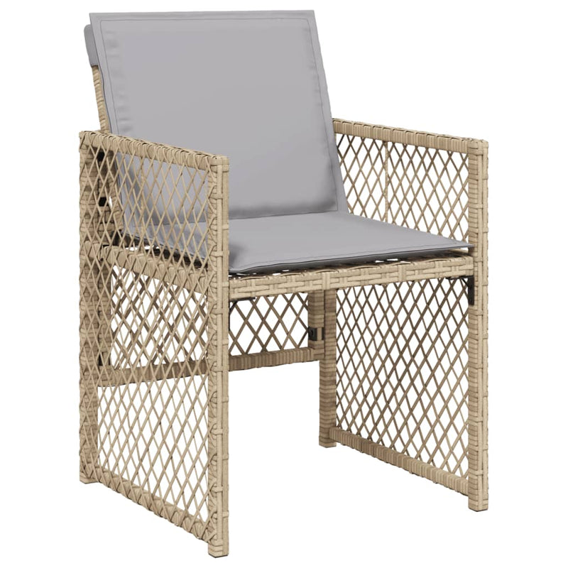 17-delige Tuinset met kussens poly rattan gemengd beige