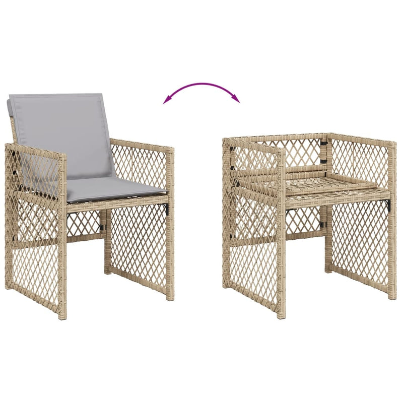 17-delige Tuinset met kussens poly rattan gemengd beige