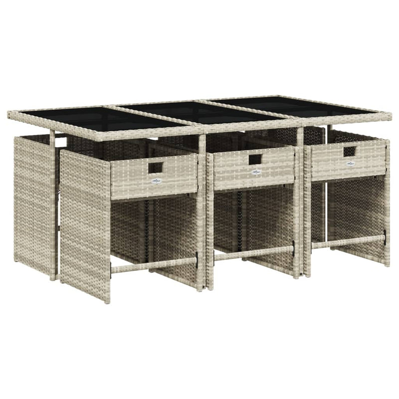 7-delige Tuinset met kussens poly rattan grijs