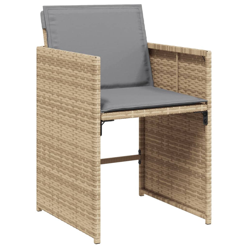 13-delige Tuinset met kussens poly rattan gemengd beige