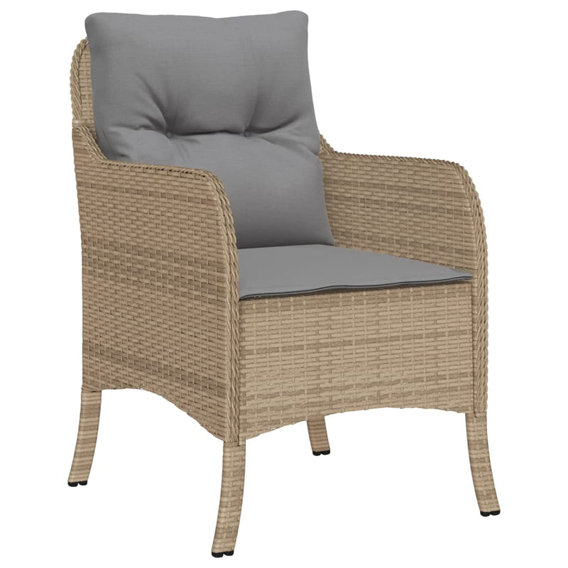 7-delige Tuinset met kussens poly rattan beige