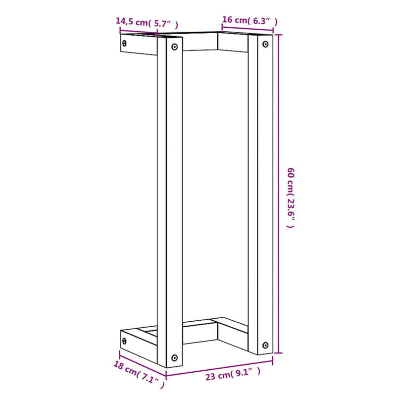 Handdoekenrek 23x18x60 cm massief grenenhout wasbruin