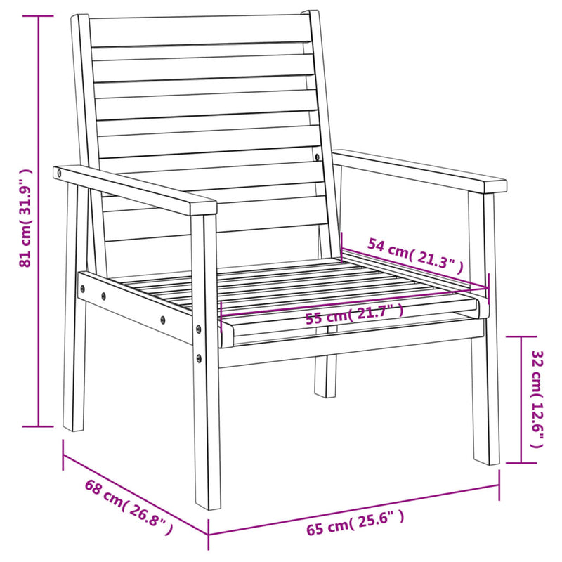 5-delige Loungeset massief acaciahout