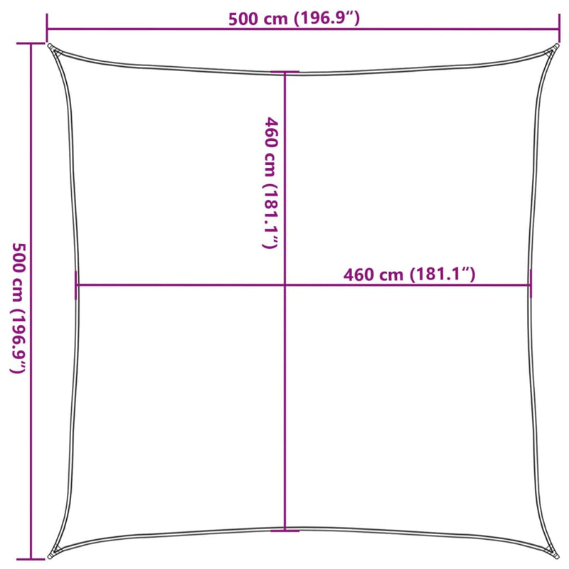 Zonnezeil 5x5 m 100% polyester oxford zandkleurig