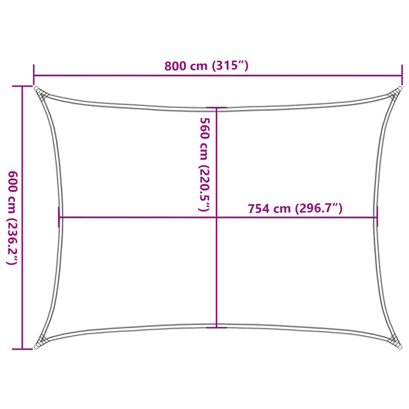 Zonnezeil 8x6 m 100% polyester oxford lichtgrijs