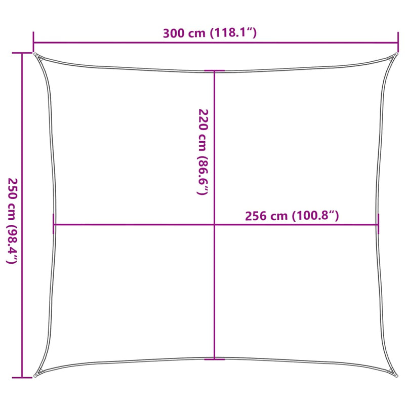 Zonnezeil 3x2,5 m 100% polyester oxford zandkleurig