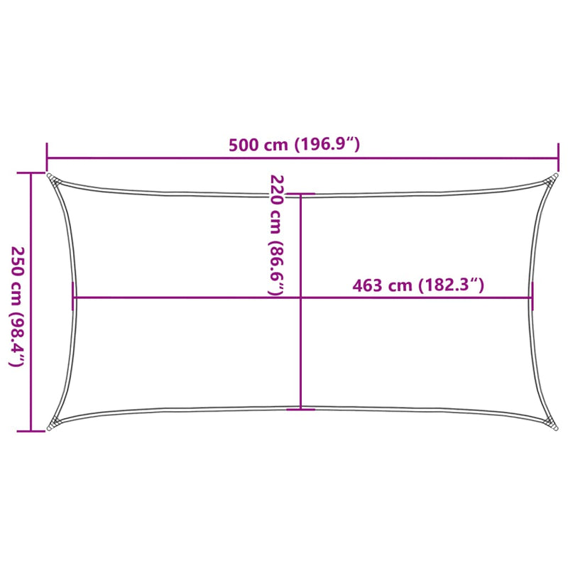 Zonnezeil 5x2,5 m 100% polyester oxford zandkleurig