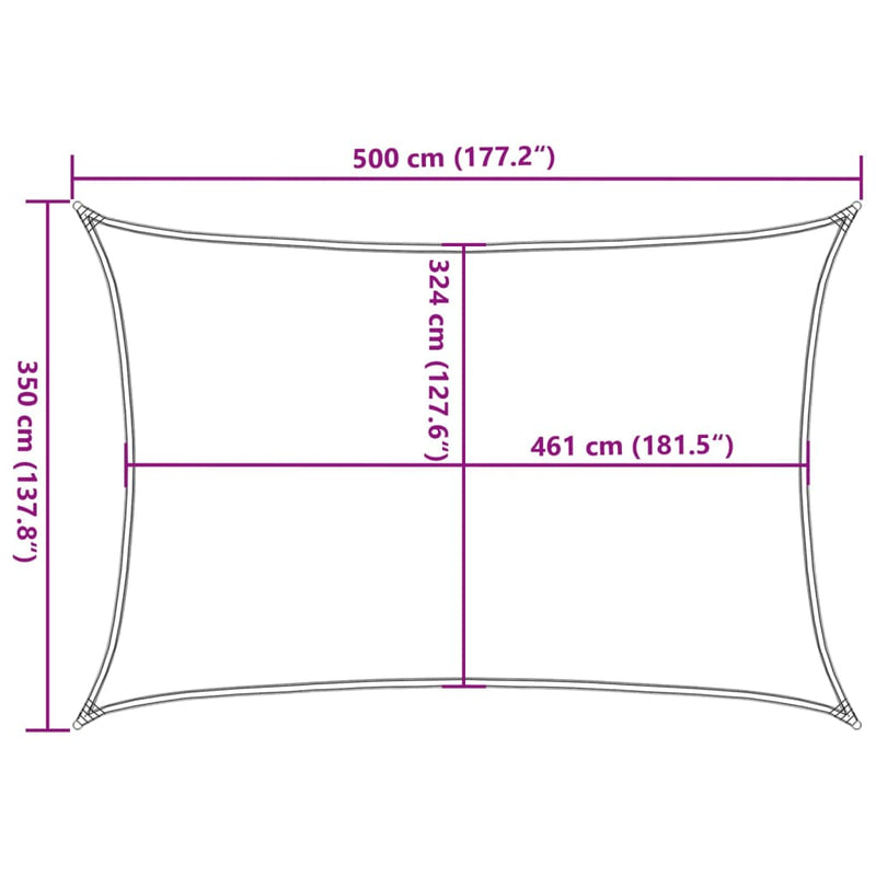 Zonnezeil 5x3,5 m 100% polyester oxford zandkleurig