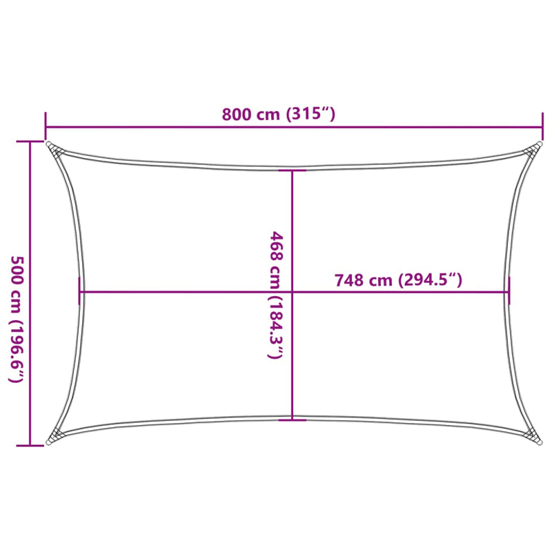 Zonnezeil 8x5 m 100% polyester oxford zandkleurig