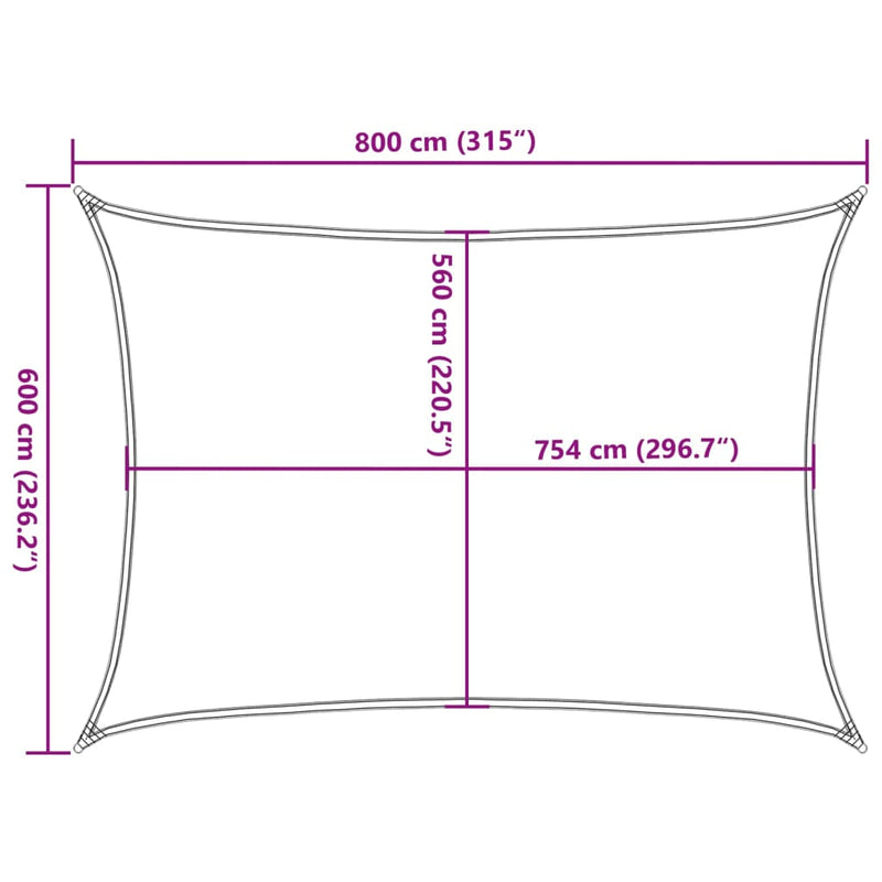 Zonnezeil 8x6 m 100% polyester oxford zandkleurig