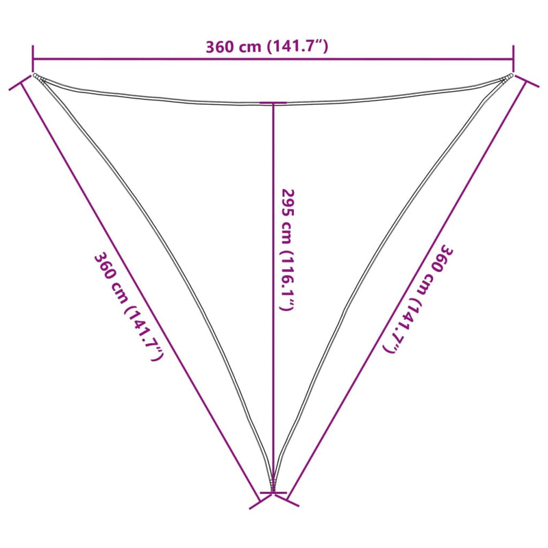 Zonnezeil 3,6x3,6x3,6 m 100% polyester oxford lichtgrijs