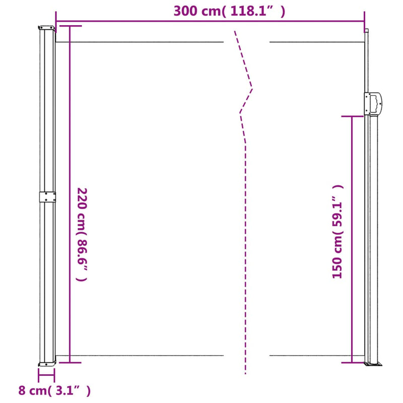 Windscherm uittrekbaar 220x300 cm antracietkleurig