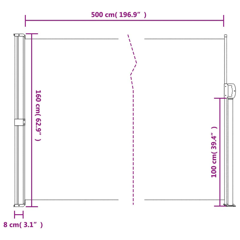 Windscherm uittrekbaar 160x500 cm antracietkleurig