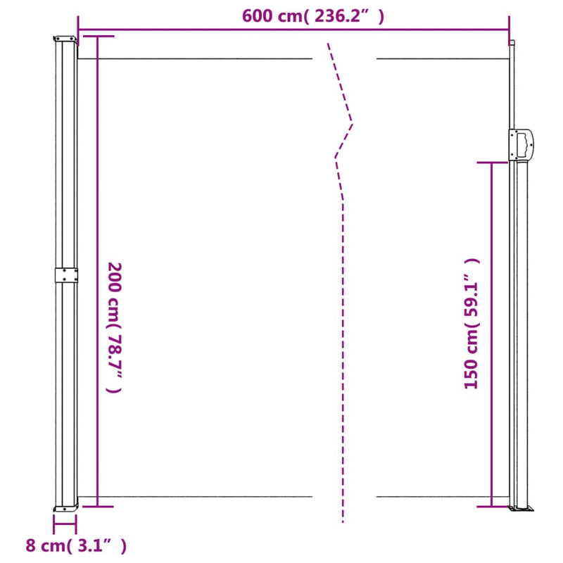 Windscherm uittrekbaar 200x600 cm rood