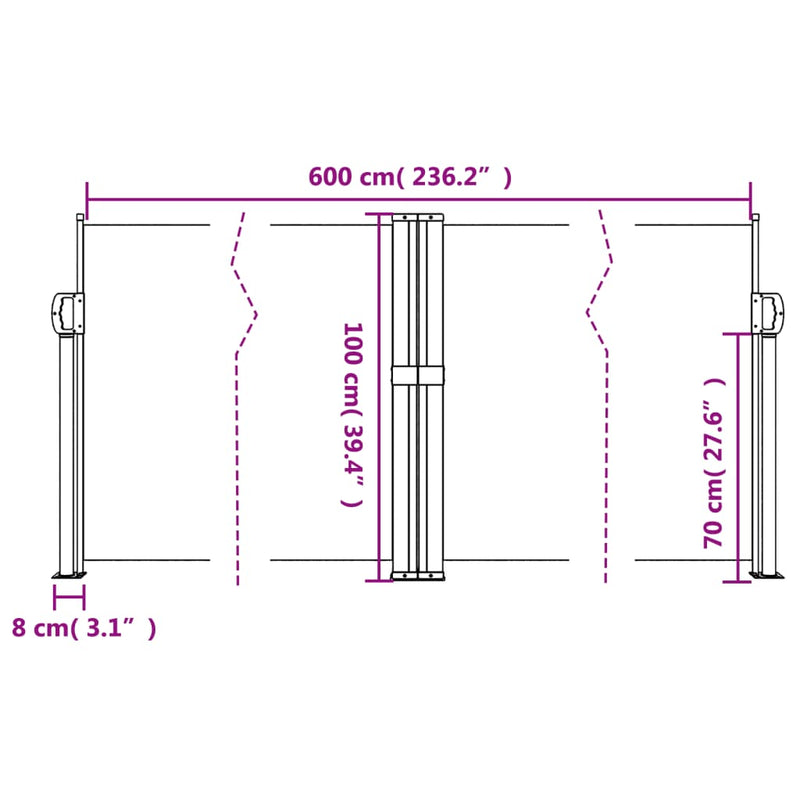 Windscherm uittrekbaar 100x600 cm beige