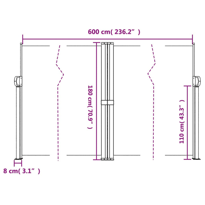 Windscherm uittrekbaar 180x600 cm antracietkleurig