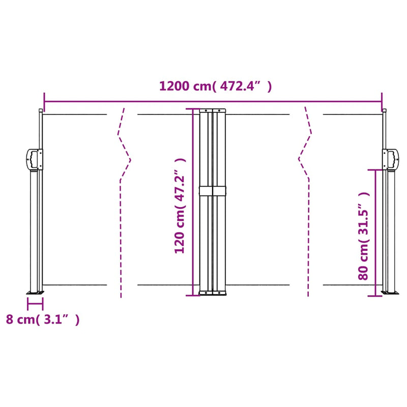 Windscherm uittrekbaar 120x1200 cm antracietkleurig