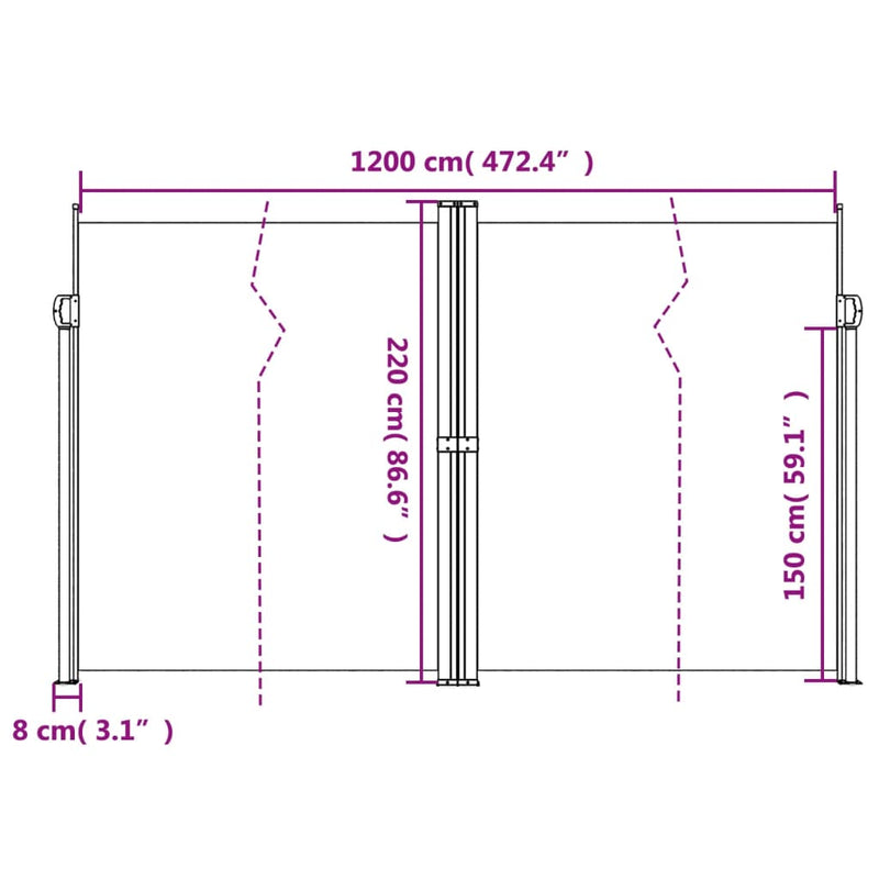 Tuinscherm uittrekbaar 220x1200 cm rood