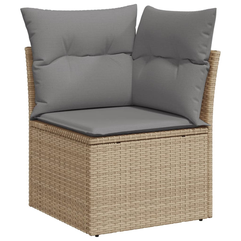 10-delige Loungeset met kussens poly rattan gemengd beige