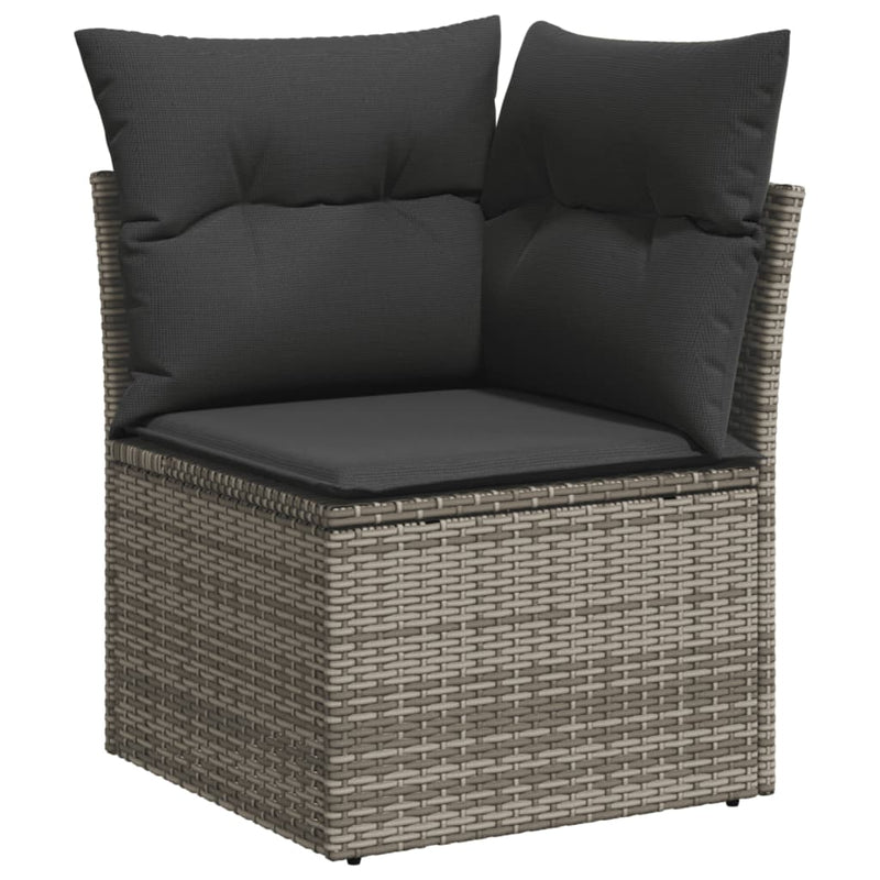 9-delige Loungeset met kussens poly rattan grijs