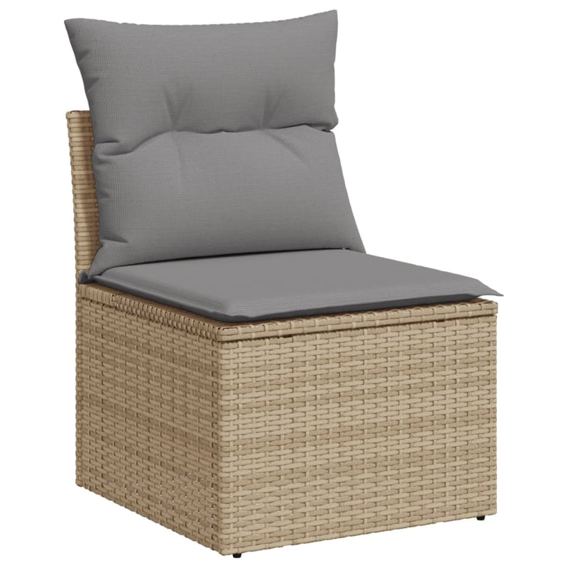 10-delige Loungeset met kussens poly rattan beige