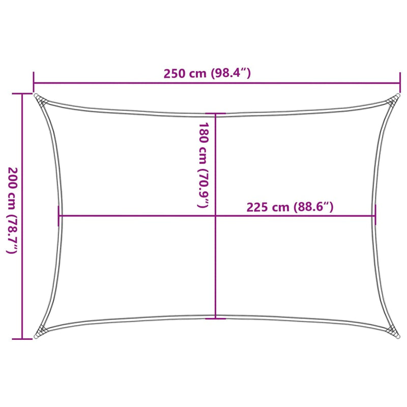 Zonnezeil 160 g/m² rechthoekig 2x2,5 m HDPE lichtgrijs