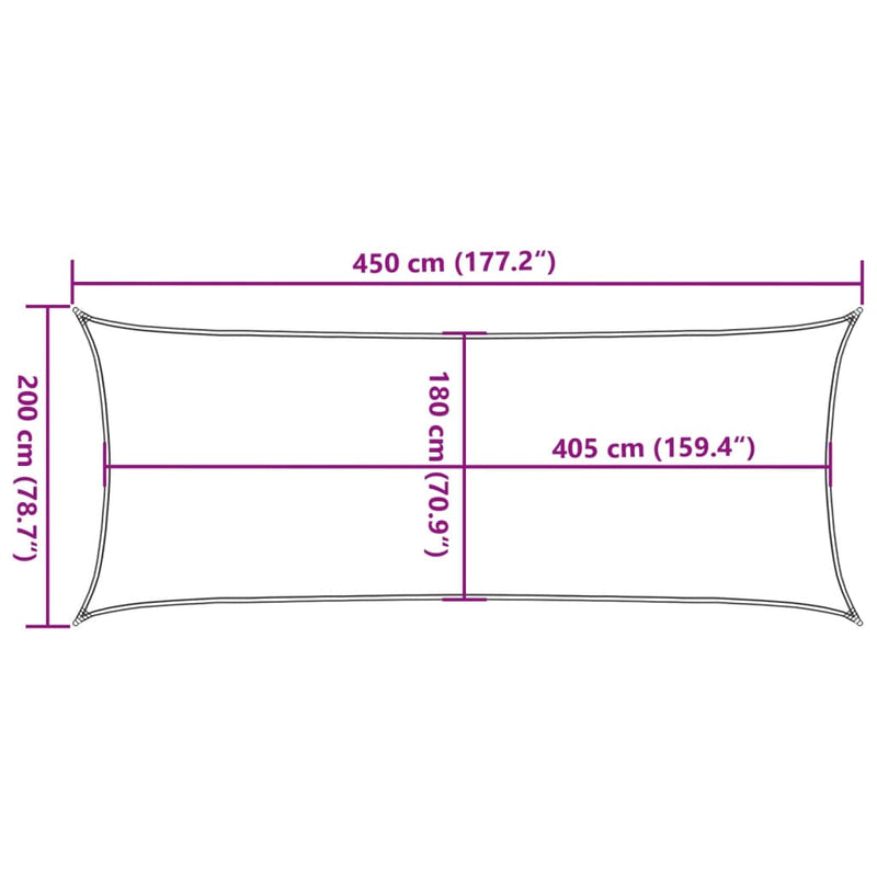 Zonnezeil 160 g/m² rechthoekig 2x4,5 m HDPE lichtgrijs