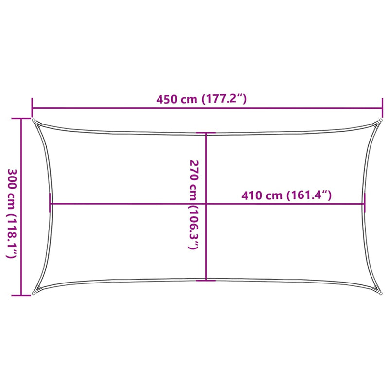 Zonnezeil 160 g/m² rechthoekig 3x4,5 m HDPE lichtgrijs