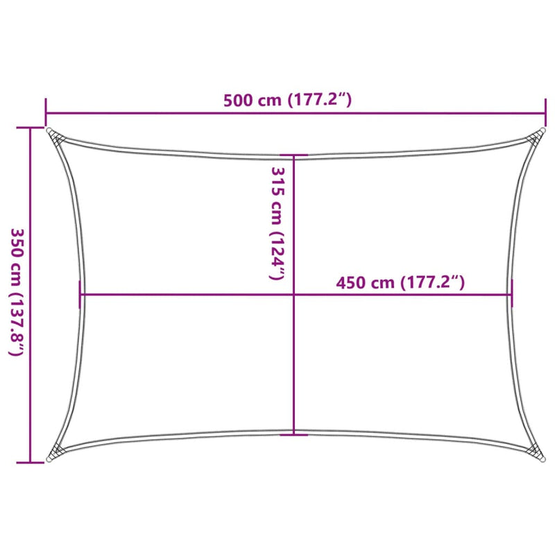 Zonnezeil 160 g/m² rechthoekig 3,5x5 m HDPE lichtgrijs